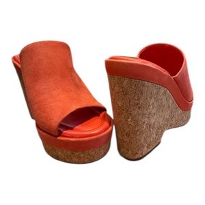 Vince Camuto Danvy Reddish Orange Suede Wedge - Size 8 M